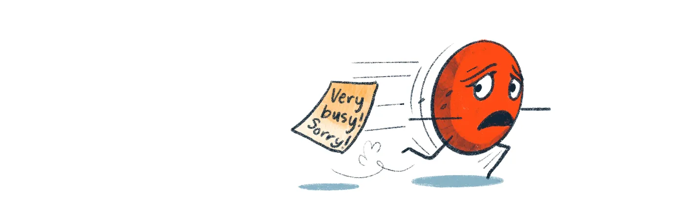illustration of amygdala running away while leaving a small note behind that says, "very busy! sorry!"