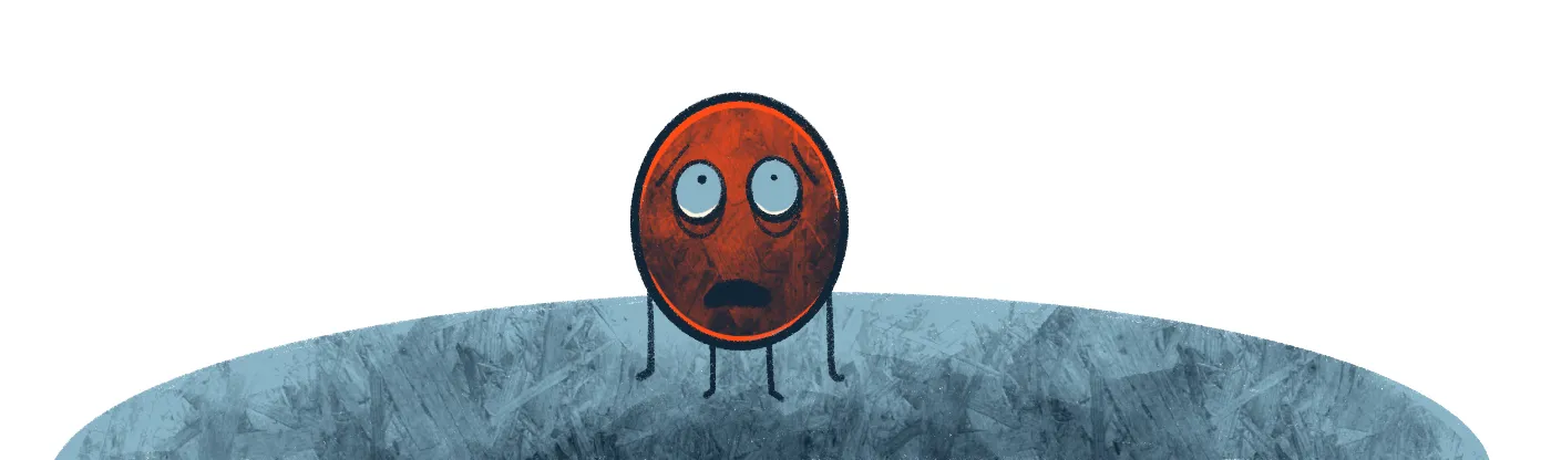 illustration of an amygdala standing in the shadow of something gigantic while it stares up with an open mouth and fear in its eyes